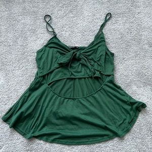 Green Cut Out Flowy Top from Shein